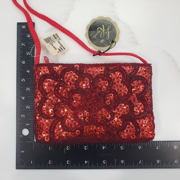 VTG Handmade Beaded Sequins Handbag Evening Red Flapper Formal Event Party NWT - Picture 10 of 12